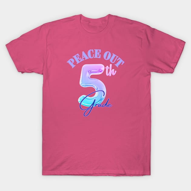 Peace Out 5th Grade Retro Graduation Class Of 2023 T-Shirt by bouchrartiste